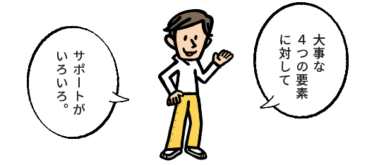 大事な4つの要素に対してサポートがいろいろ。